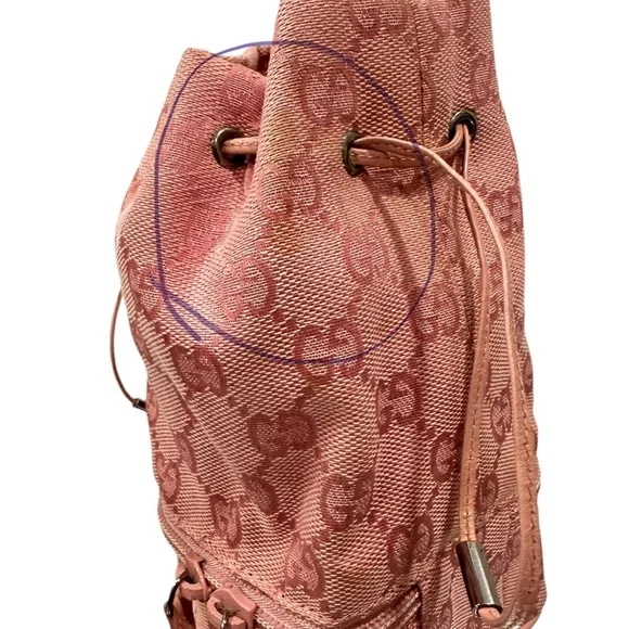 Genuine vintage GUCCI pink mini drawstring bag purse pouch signature logo